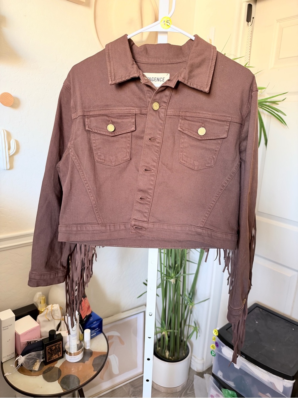 $445 LAGENCE Brown Fringe Crop Jacket -NWT small - Picture 7 of 7